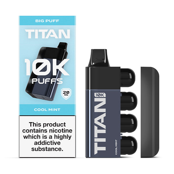 Titan 10K Disposable Vape Pod Kit Cool Mint, Packaging and Device, Front