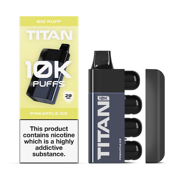 Titan 10K Disposable Vape Pod Kit Pineapple Ice, Packaging and Device, Front