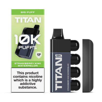 Titan 10K Disposable Vape Pod Kit Strawberry Kiwi Watermelon, Packaging and Device, Front