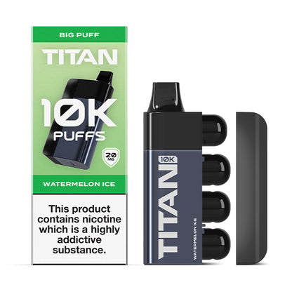 Titan 10K Disposable Vape Pod Kit Watermelon Ice, Packaging and Device, Front